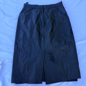 Vintage 1980s Studio Black Leather Midi Skirt Women’s High Waist excellent shape